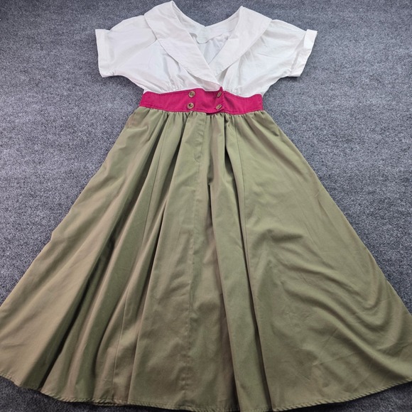 Dresses & Skirts - Vintage Midi Dress Colorblock Pockets Retro Womens cottage core Disney Hand Sewn